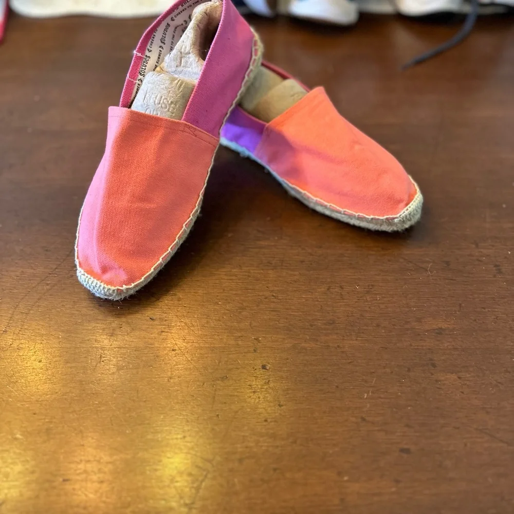 Soludols pink & orange The Summer size 40 canvas flat esprilidille‎ slipper